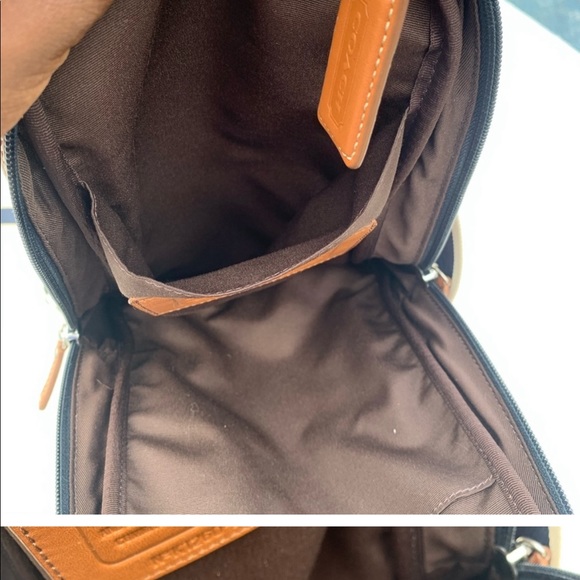 Coach one shoulder brown leather mens backpack. - Picture 3 of 9
